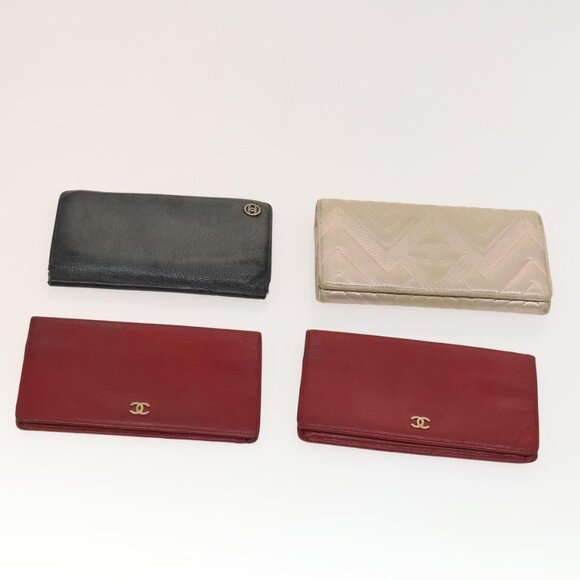 CHANEL Wallet Leather 8Set Black Red Green CC Auth CB051 - Picture 2 of 15